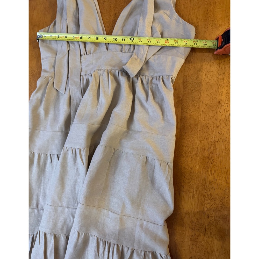 House of Harlow 1960 Tan Linen Blend Tiered V-Neck Maxi Dress Size Large - Picture 6 of 9